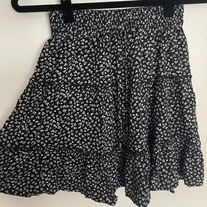 Floral Tiered Skirt with Elastic Waistband - Size Small